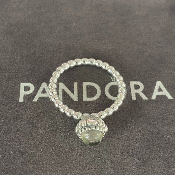 Pandora April Milky White Birthstone Ring - Picture 1 of 5